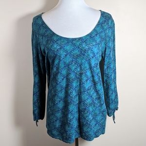•Lucky Brand• Peacock Shades of Blue Boho Blouse